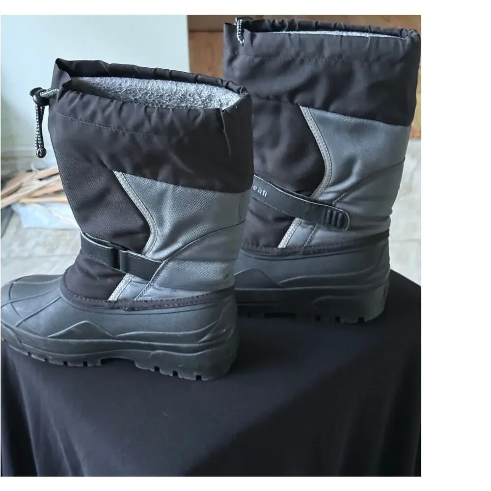 L.L. Bean Kids Size 4 Winter Snow Boots Waterproof Insulated Black Gray